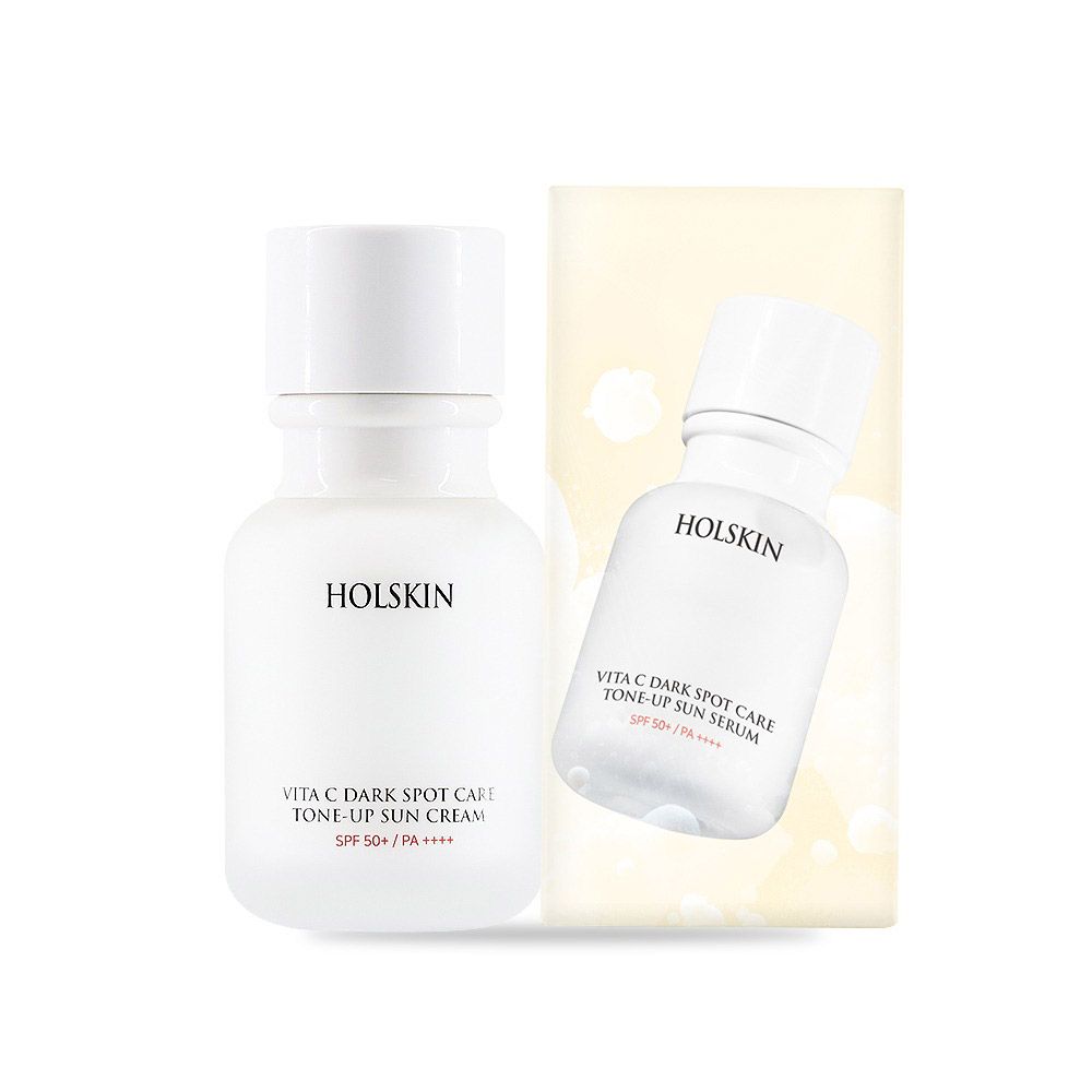 HOLSKIN Vita C Dark Spot Care Tone-Up Sun Cream 55ml 1.85 fl.oz. SPF 50+/PA++++ – No-White Cast UV Protection, Whitening & Wrinkle Care with Citrus Scent _ Made in KOREA